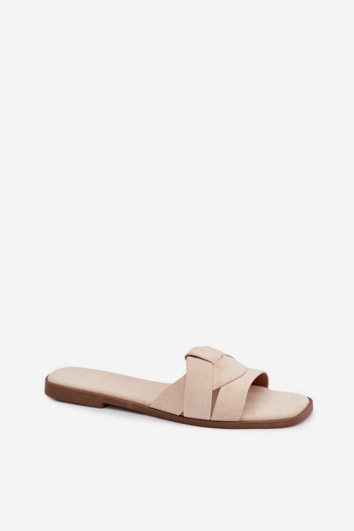 Pantofole Appartamento delle donne con strisce in ecopelle scamosciataoAe colore avorio Florane