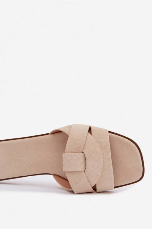 Pantofole Appartamento delle donne con strisce in ecopelle scamosciataoAe colore avorio Florane