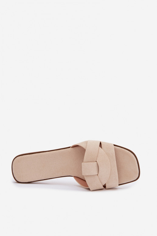 Pantofole Appartamento delle donne con strisce in ecopelle scamosciataoAe colore avorio Florane