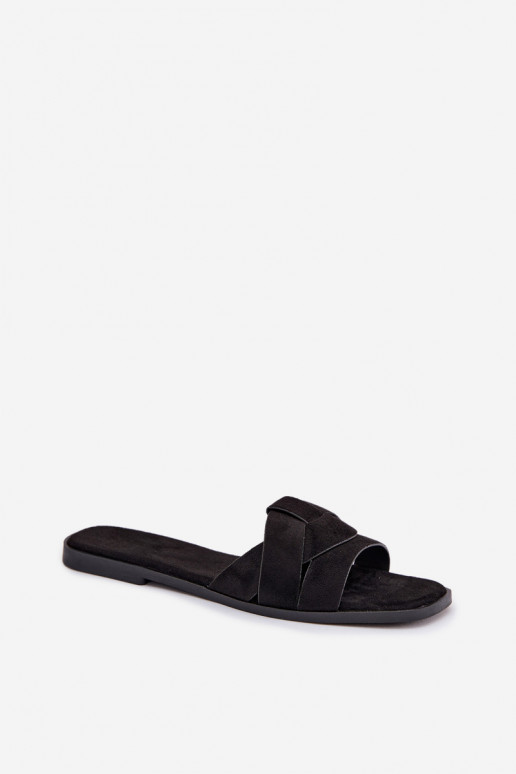 Pantofole Appartamento delle donne con strisce in ecopelle scamosciataoAe colore nero Florane