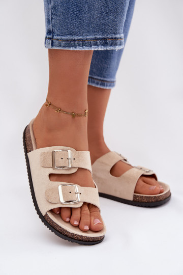 Pantofole color avorio Oliena da donna con fibbie
