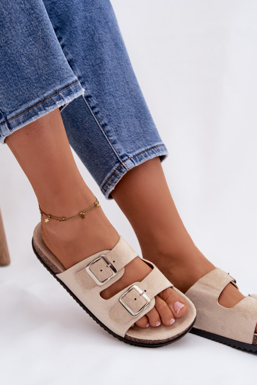 Infradito per donne color avorio Oliena con fibbie