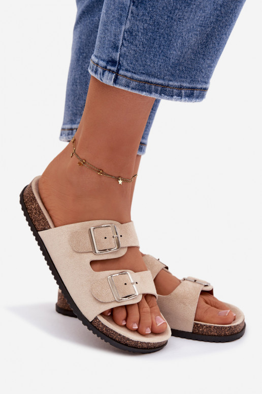 Infradito per donne color avorio Oliena con fibbie