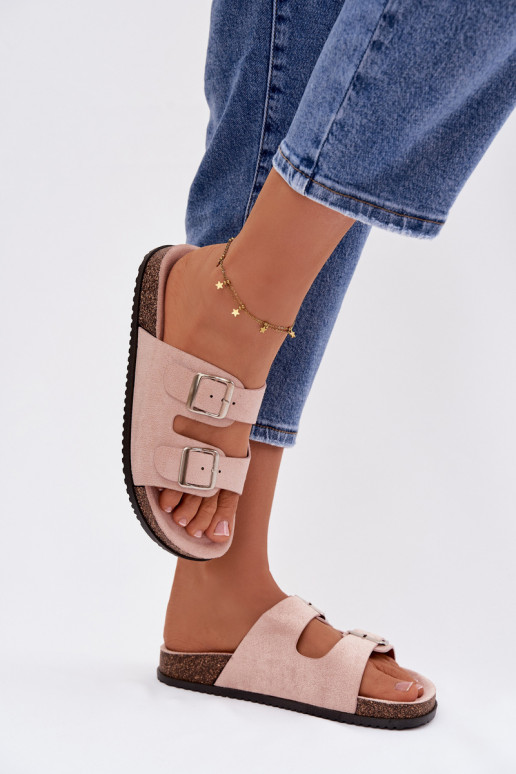 Ciabatte rosa chiaro da donna con fibbie "Oliena"