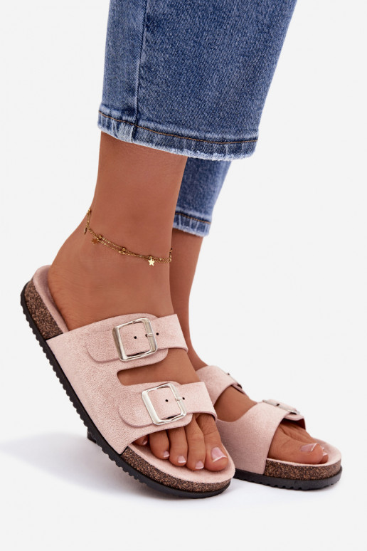 Ciabatte rosa chiaro da donna con fibbie "Oliena"