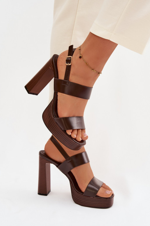 Sandali con tacco alto da donna e piattaforma Eko Pelle CzekoladoAe Hanelia