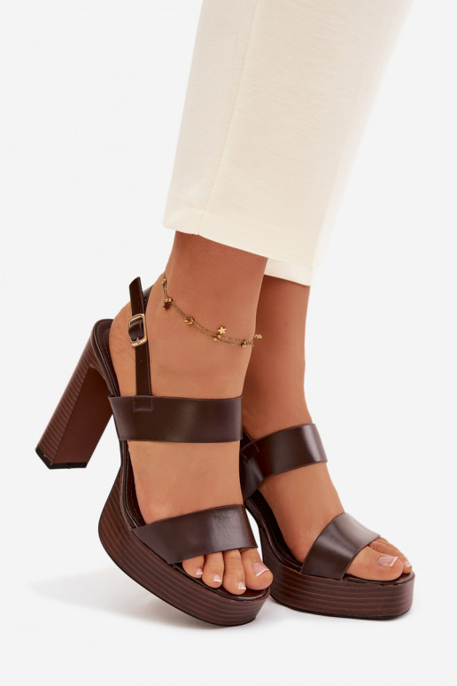 Sandali con tacco alto da donna e piattaforma Eko Pelle CzekoladoAe Hanelia