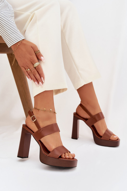 Sandali con tacco alto da donna e piattaforma Eko Pelle colore marrone Hanelia