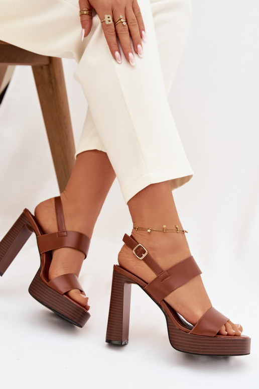 Sandali con tacco alto da donna e piattaforma Eko Pelle colore marrone Hanelia