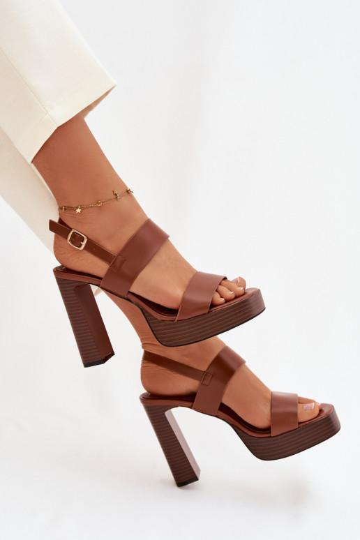 Sandali con tacco alto da donna e piattaforma Eko Pelle colore marrone Hanelia
