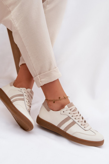 Zazoo N1068 Pelle Basso Scarpe modello sneakers Femminile beige