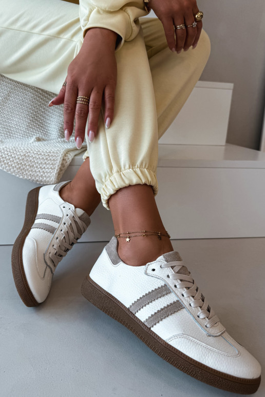 Zazoo N1068 Pelle Basso Scarpe modello sneakers Femminile beige