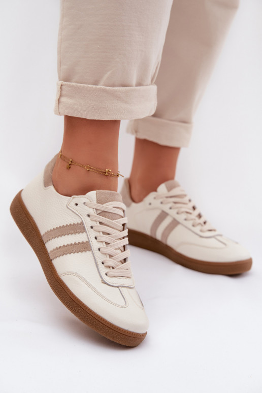 Zazoo N1068 Pelle Basso Scarpe modello sneakers Femminile beige