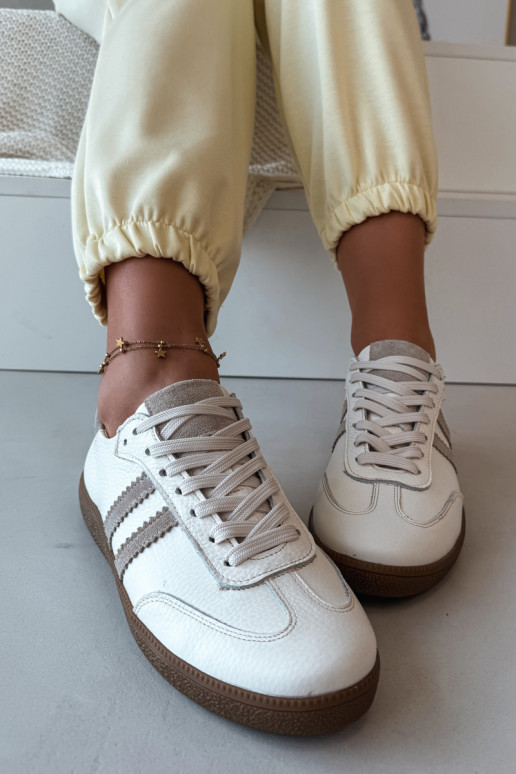 Zazoo N1068 Pelle Basso Scarpe modello sneakers Femminile beige