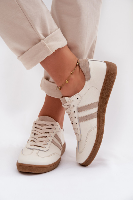 Zazoo N1068 Pelle Basso Scarpe modello sneakers Femminile beige