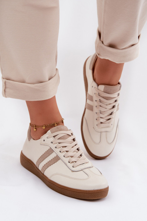 Zazoo N1068 Pelle Basso Scarpe modello sneakers Femminile beige