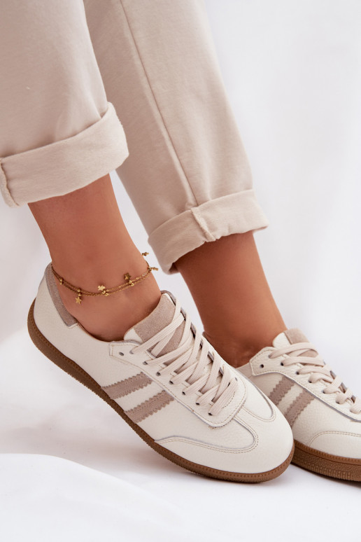 Zazoo N1068 Pelle Basso Scarpe modello sneakers Femminile beige