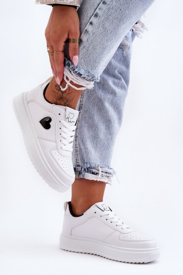 Elegantello classico scarpe da ginnastica Con il cuore Bianco-colore nero Amore 2