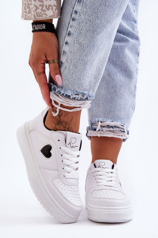 Elegantello classico scarpe da ginnastica Con il cuore Bianco-colore nero Amore