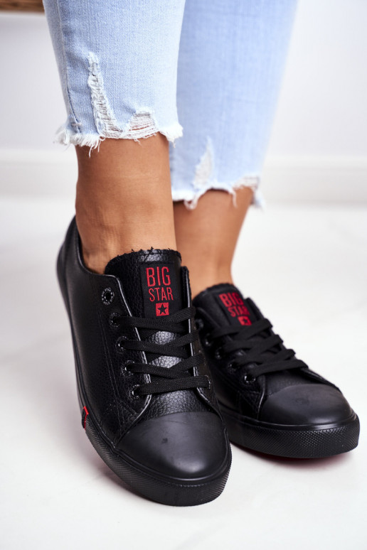 Scarpe da ginnastica in pelle da donna Big Star GG274007 colore nero