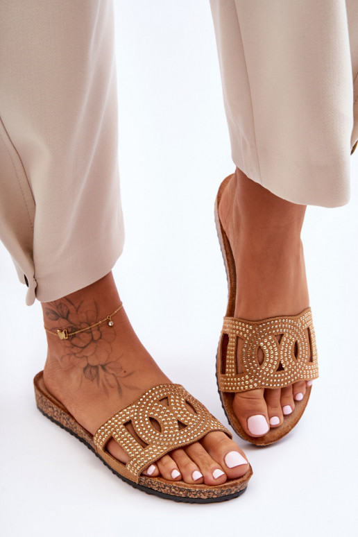 Femminile Pantofole Decorato Borchie colore marrone Evelins