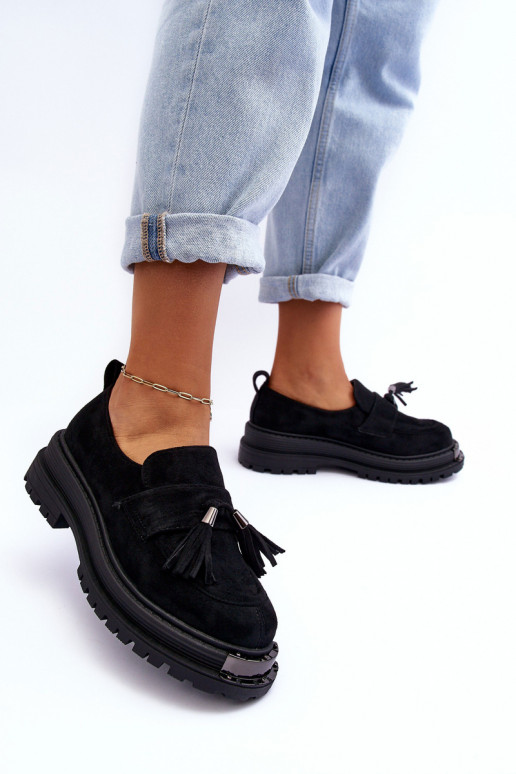 dalla pelle scamosciata scarpe mocassini da donna colore nero Ramvli