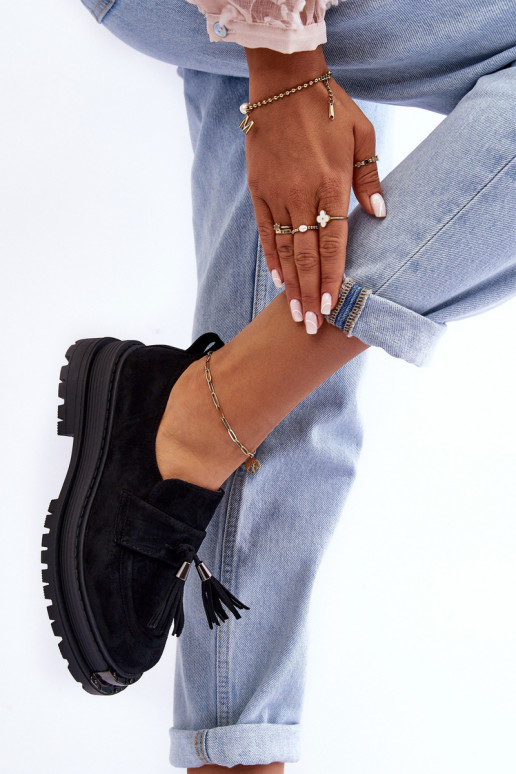 dalla pelle scamosciata scarpe mocassini da donna colore nero Ramvli