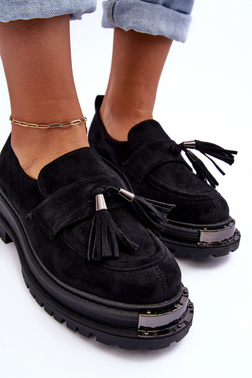 dalla pelle scamosciata scarpe mocassini da donna colore nero Ramvli