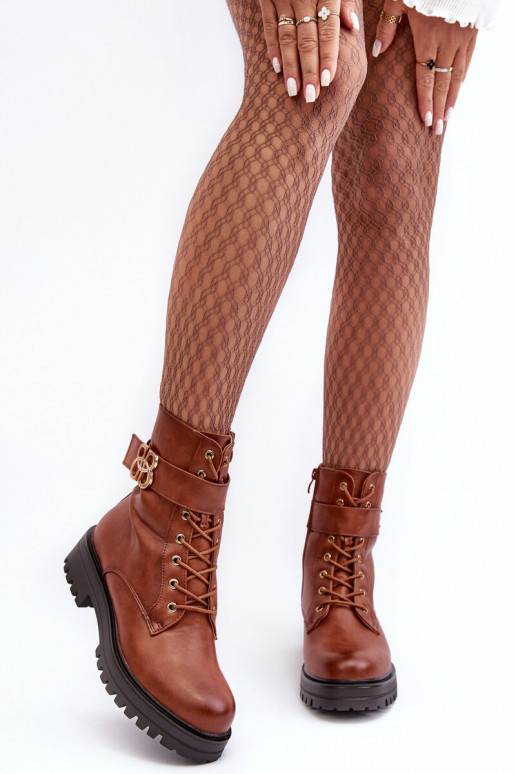 Stivaletti da lavoro Femminile con cerniere con ornamenti colore marrone Ciossava