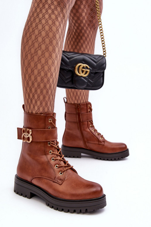 Stivaletti da lavoro Femminile con cerniere con ornamenti colore marrone Ciossava