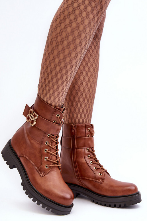 Stivaletti da lavoro Femminile con cerniere con ornamenti colore marrone Ciossava