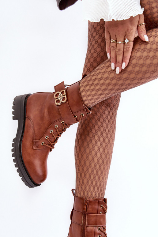 Stivaletti da lavoro Femminile con cerniere con ornamenti colore marrone Ciossava