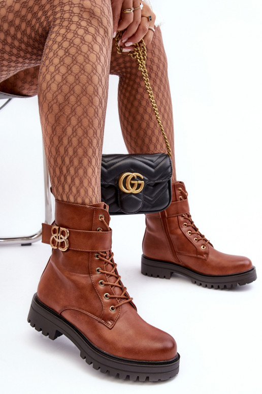 Stivaletti da lavoro Femminile con cerniere con ornamenti colore marrone Ciossava