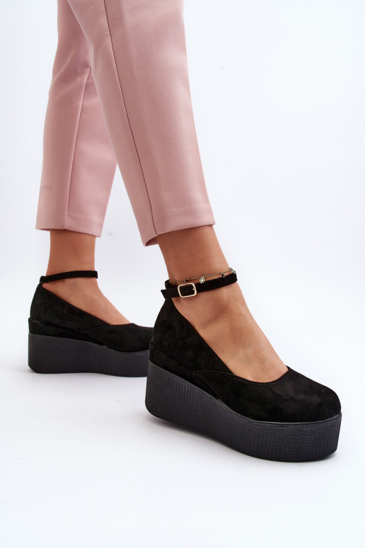 Femminile espadrillas Su un cuneo colore nero Devella