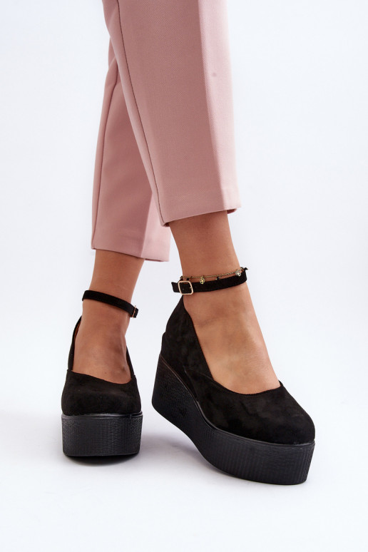 Femminile espadrillas Su un cuneo colore nero Devella