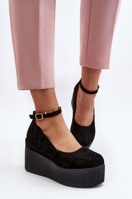 Femminile espadrillas Su un cuneo colore nero Devella