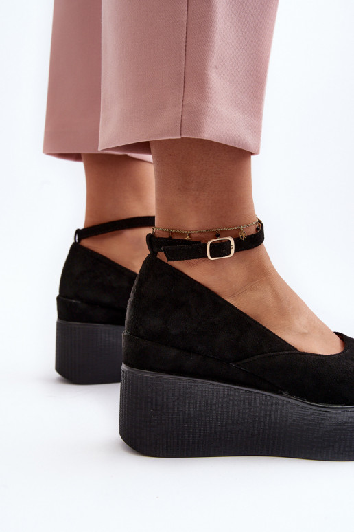 Femminile espadrillas Su un cuneo colore nero Devella