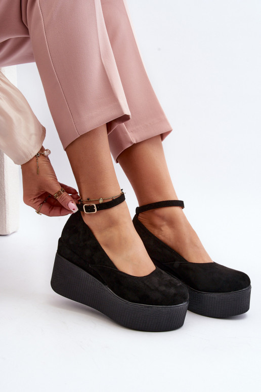 Femminile espadrillas Su un cuneo colore nero Devella