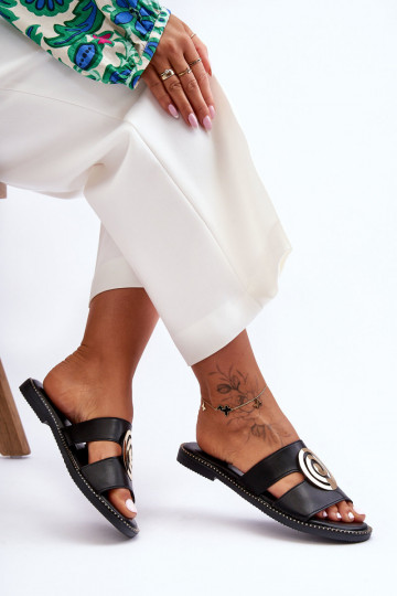 Pantofole alla moda Con finitura a specchio colore nero Deep Breath 2