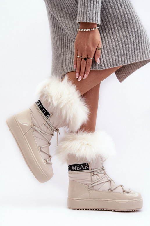 Femminile Stivali da neve con lacci colore avorio Santero