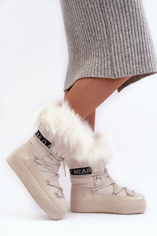 Femminile Stivali da neve con lacci colore avorio Santero