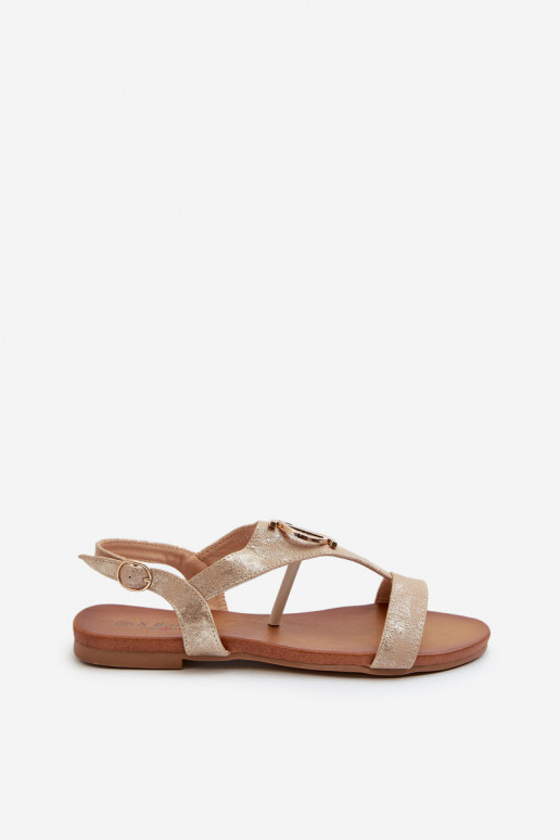 Sandali bassi da donna con ornamenti S.Barski KV27-051 colore dorato