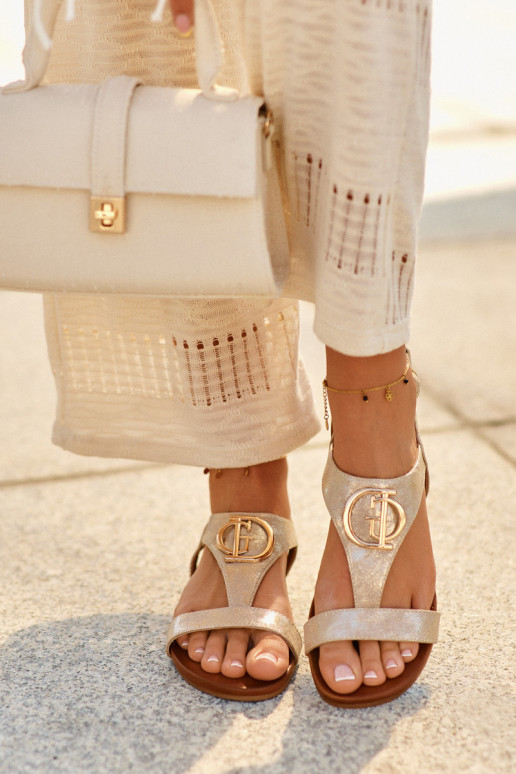 Sandali bassi da donna con ornamenti S.Barski KV27-051 colore dorato