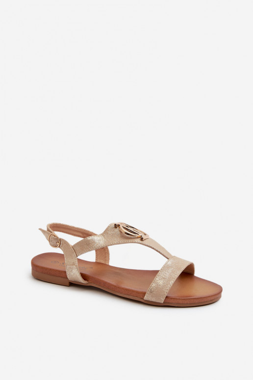 Sandali bassi da donna con ornamenti S.Barski KV27-051 colore dorato