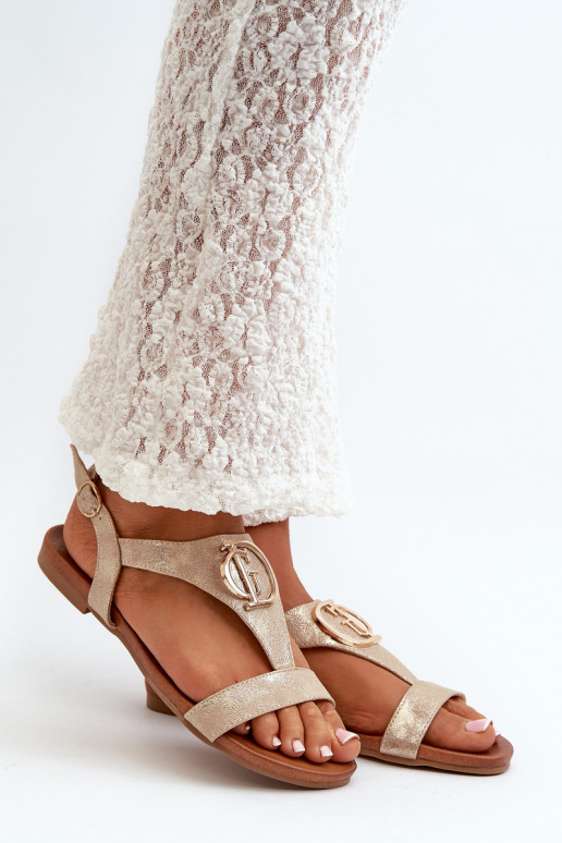 Sandali bassi da donna con ornamenti S.Barski KV27-051 colore dorato