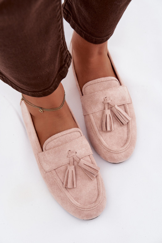 Mocassini da donna rosa chiaro con frange Tai turirilisse