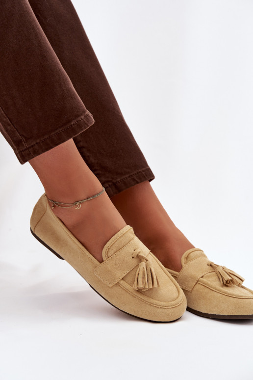 Mokasini da donna con frange color giallo