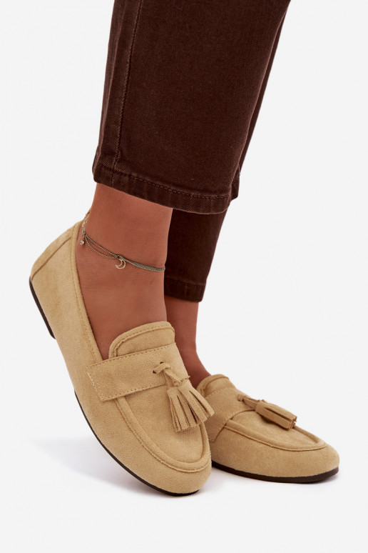 Mokasini da donna con frange color giallo