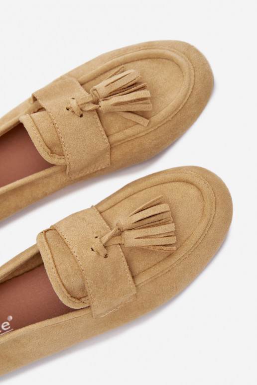 Mokasini da donna con frange color giallo