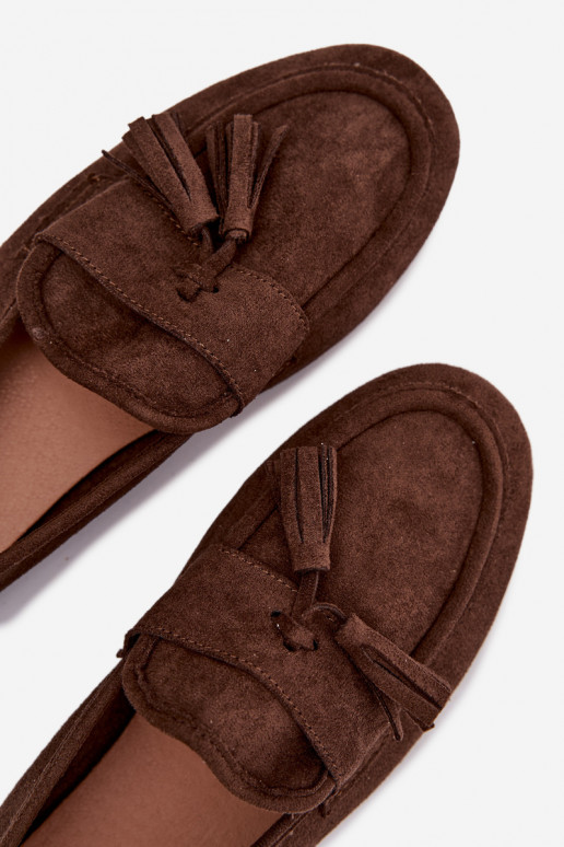 Mokasini da donna con frange color cioccolato